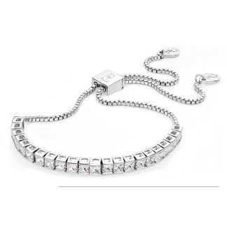 Square Tennis Bolo Bracelet Silver
