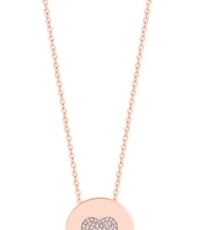 Heart Pave Coin Rose Gold Pendant