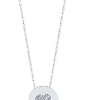 Heart Pave Coin Silver Pendant