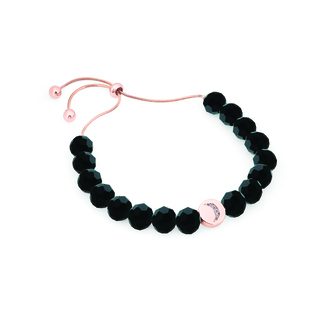 Rose Gold Moon Bolo Bangle With Black Beads