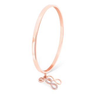 Rose Gold Infinity Bangle With Charms