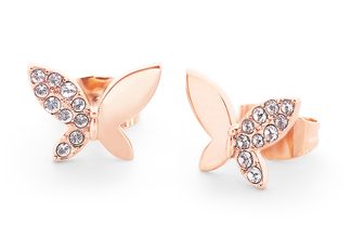 Butterly Rose Gold Stud Half Diamond Earrings