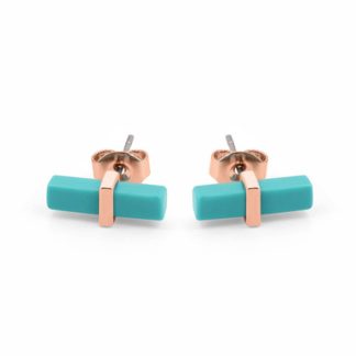 T-Bar Turquoise Bar Earrings Rose Gold - New 2022