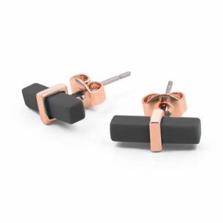 T-Bar Black Bar Earrings Rose Gold - New 2022