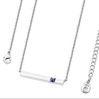 December - Silver Bar Birthstone Pendant - Tanzanite Crystal