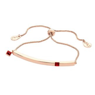 January - Rose Gold Bar Birthstone Bracelet - Garnet Crystal