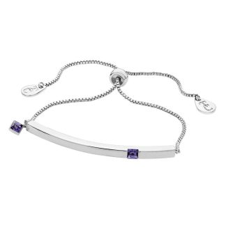 December - Silver Bar Birthstone Bracelet - Tanzanite Crystal