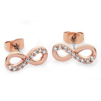 Part Stone Set Infinity Stud Earrings Rose Gold