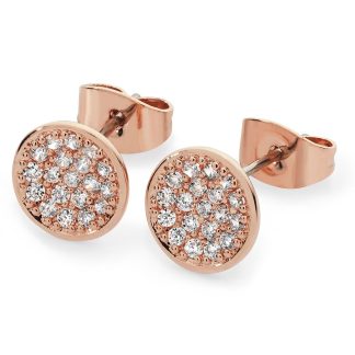 Pave Full Moon Earrings Rose Gold