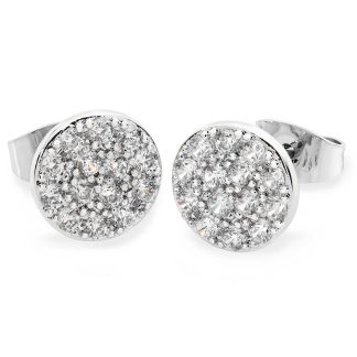 Concave Pave Moon Earrings Silver