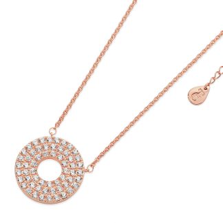 Pave Triple Band Moon Pendant Rose Gold