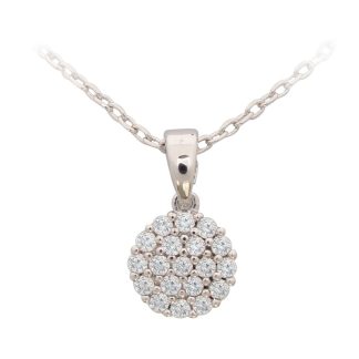 White Simple CZ Disc Drop Pendant