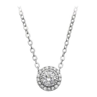 Silver Stud Cz With Pave Surround Pendant