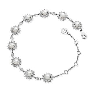 Silver Antique Daisy Pearl Bracelet