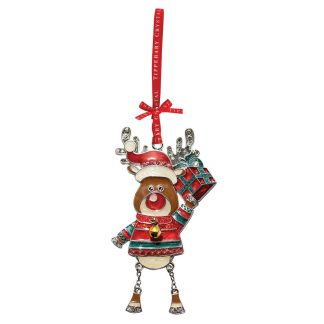 Sparkle Reindeer Holding Gift Decoration