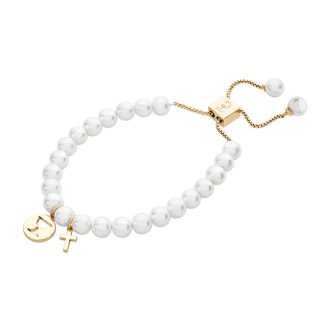 Pearl Bracelet With Gold Charms