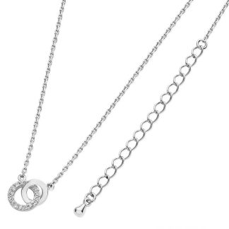 Silver Polished & CZ Circle Pendant