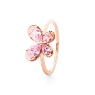 TC BUTTERFLY - ROSE GOLD RING WITH CLEAR CZ - SIZE 6
