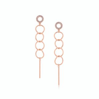 Romi Rose Gold Circle & Bar Drop Earrings