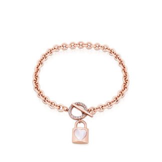 Romi Rose Gold Padlock Bar Bracelet
