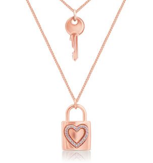 Romi Rose Gold Padlock & Key Double Pendant