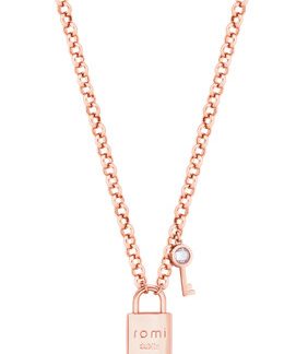 Romi Rose Gold Padlock Circle Chain Pendant