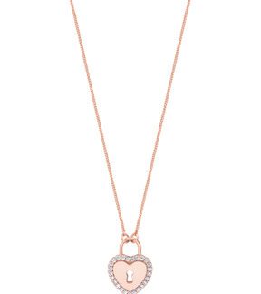 Romi Rose Gold Padlock Pave Heart Pendant