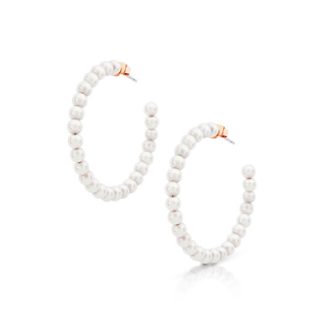 Romi Rose Gold Pearl String Hoop Earrings