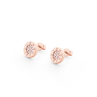 CIRCLE PAVE ROSE GOLD STUD EARRINGS