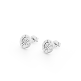 CIRCLE PAVE SILVER STUD EARRINGS