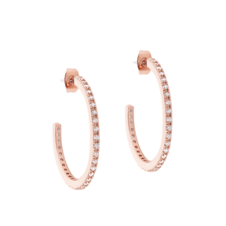CIRCLE PAVE ROSE GOLD LARGE HOOP EARRINGS