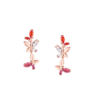 TC BUTTERFLY ROSE GOLD 3 BUTTERFLY DROP EARRINGS