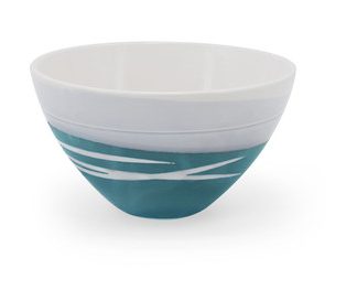 PAUL MALONEY POTTERY TEAL S/4 BOWLS