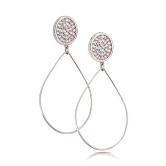 ROMI SILVER PAVE DISC DROP EARRINGS