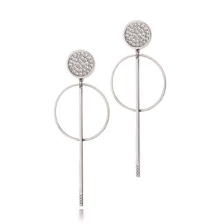 ROMI SILVER PAVE HOOP & STEM EARRINGS