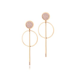 ROMI GOLD PAVE HOOP & STEM EARRINGS