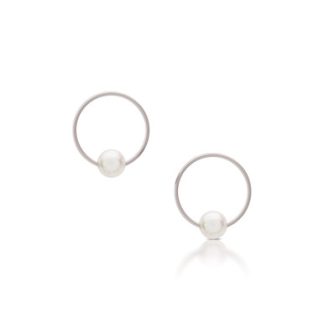 ROMI SILVER & PEARL CIRCLE EARRINGS