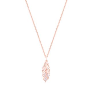 FEATHER PENDANT RG INSET WITH CLEAR CZ