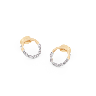 TC CIRCLE PAVE & GOLD EARRINGS