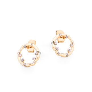 TC CIRCLE INSET WITH CRYSTAL EARRINGS GOLD