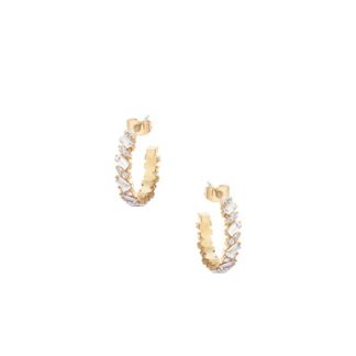 TC HOOP EARRINGS EMERALD CUT CRYSTALS GOLD