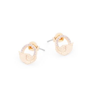 ANGEL WING STUD EARRINGS CIRCLE GOLD - NEW 2024