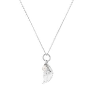 ANGEL WING CRYSTAL & PEARL PENDANT SILVER - NEW 2024