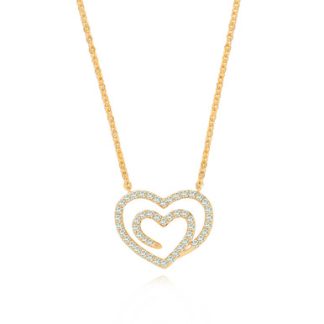 Heart Pendant Gold Swirl Heart CZ Inset - New Autumn 2024