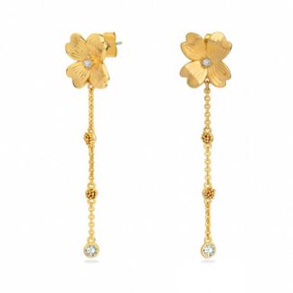 Le Fleur Collection Cz Drop Earrings Yellow Gold - New Autumn 2024