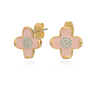 Le Fleur Collection Pink/Cz Stud Earrings Yellow Gold - New Autumn 2024