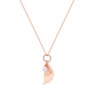 Angel Wings Crystal & Pearl Pendant Rose Gold - New Autumn 2024