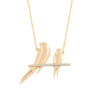 TC SWALLOW PENDANT TWO SWALLOWS AT REST - GOLD  - NEW 2025