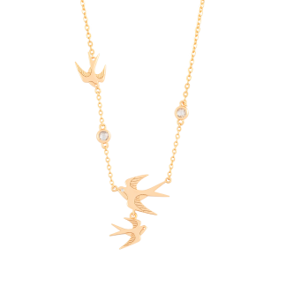 TC SWALLOW PENDANT 3 SWALLOWS - GOLD  - NEW 2025
