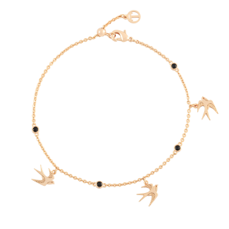 TC SWALLOW BRACELET 3 SWALLOWS & BLACK CZ - GOLD - NEW 2025